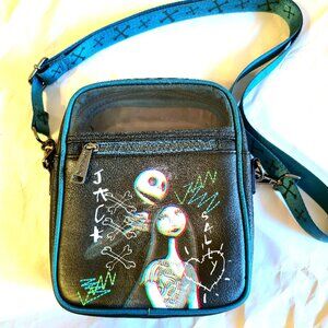 Disney Loungefly BlkTeal Jack Skellington & Sally Crossbody Bag